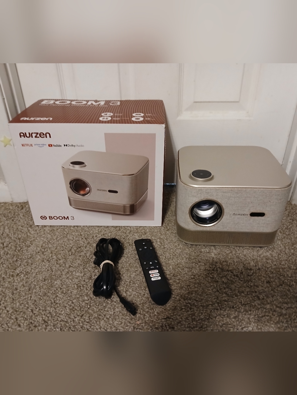 Aurzen BOOM 3 All In One Smart Projector & Remote